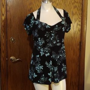 TORRID Halter Neck Cold Short Sleeve Peplum Blouse